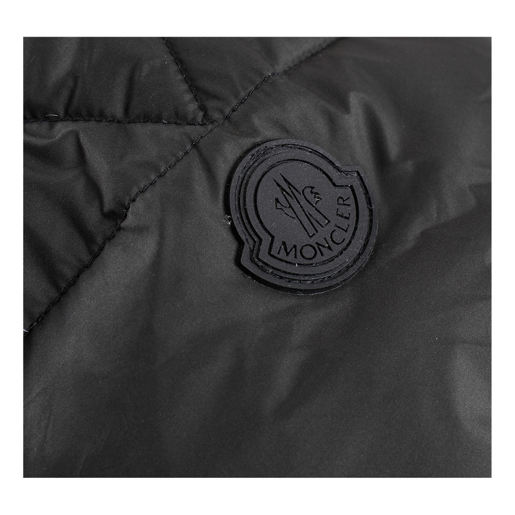 Moncler Contrast-Lined Logo-Hood Puffer Jacket | Black | Logo Hood | Contrast Lining
