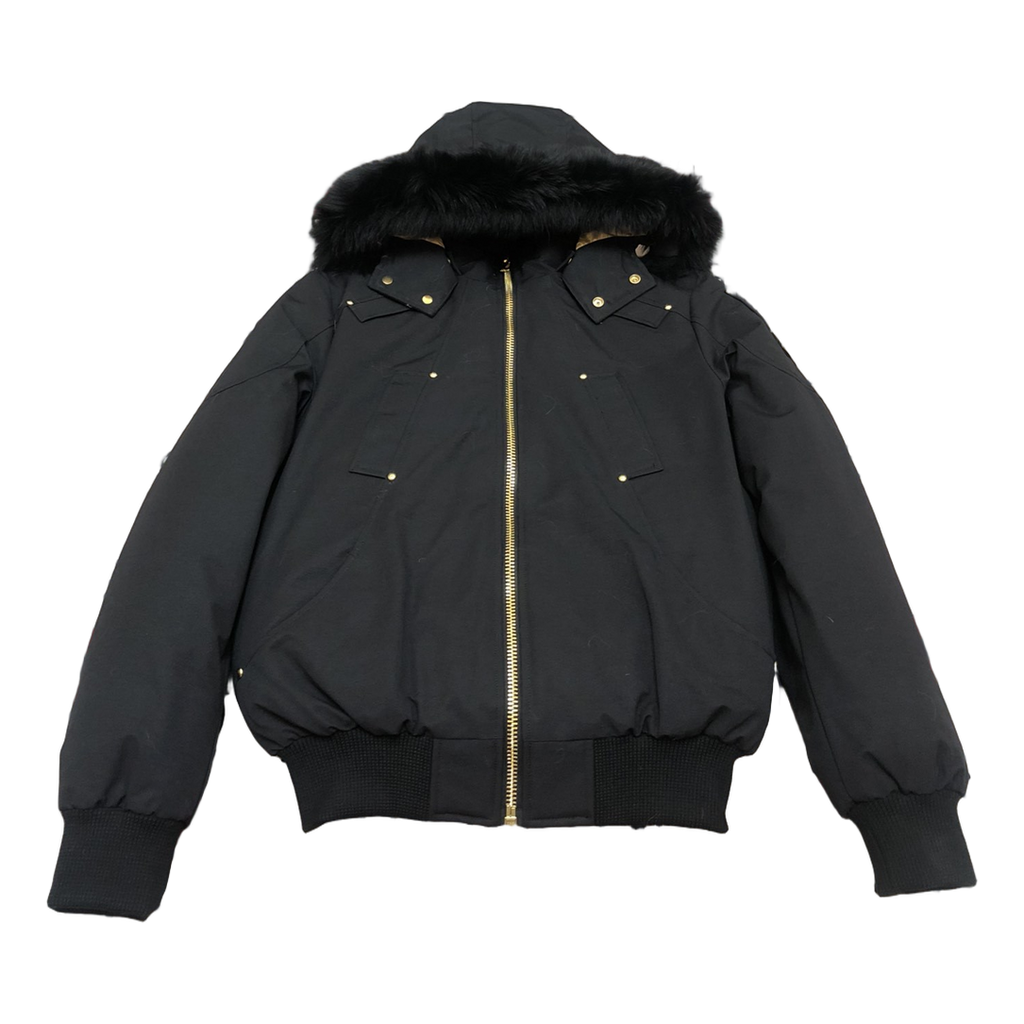 Moose Knuckles Gold Ballistic Fur-Trim Bomber Jacket | Black | Canadian Down