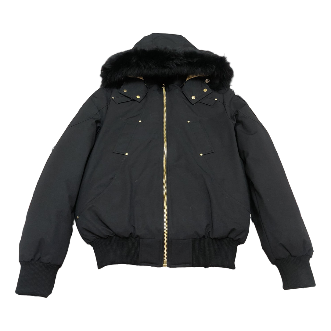 Moose Knuckles Gold Ballistic Fur-Trim Bomber Jacket | Black | Canadian Down