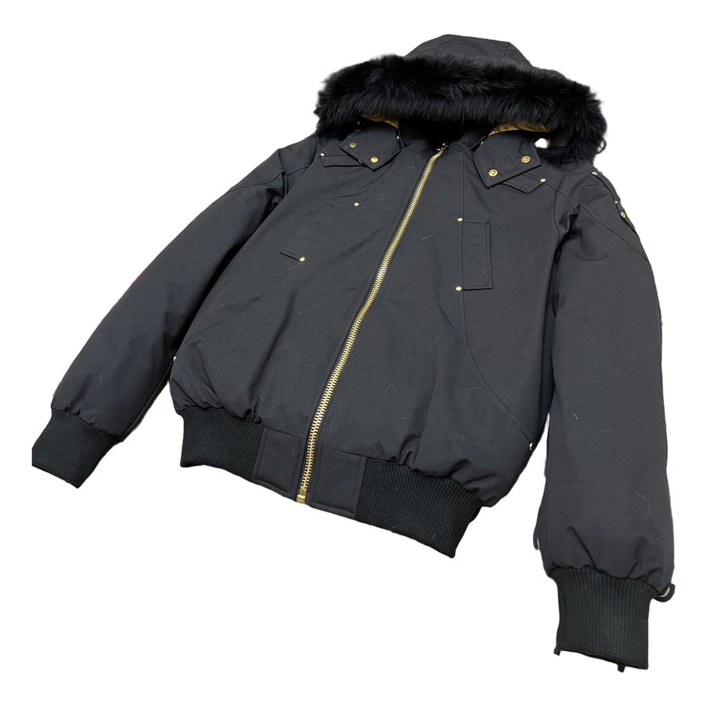 Moose Knuckles Gold Ballistic Fur-Trim Bomber Jacket | Black | Canadian Down