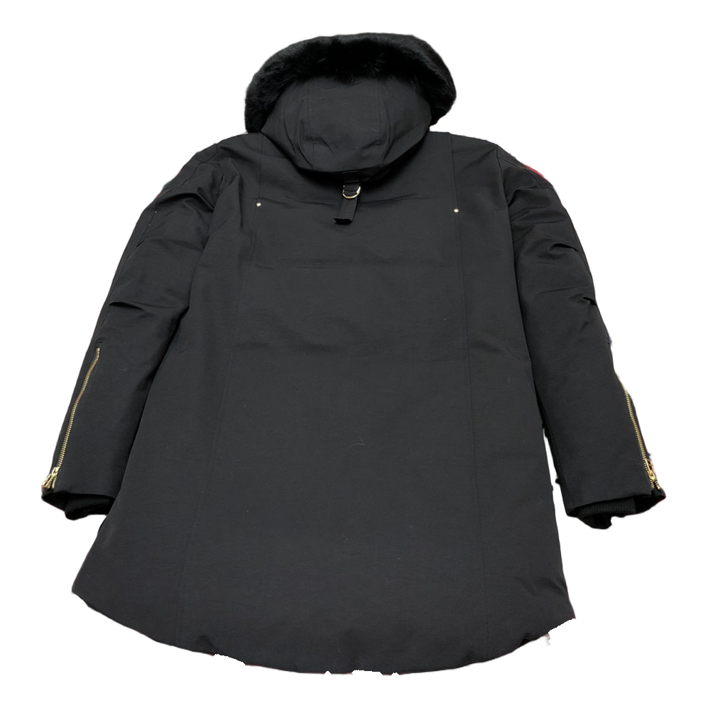 Moose Knuckles Gold-Lined Fur-Trim Long Parka | Black | Canadian Down Extreme Cold