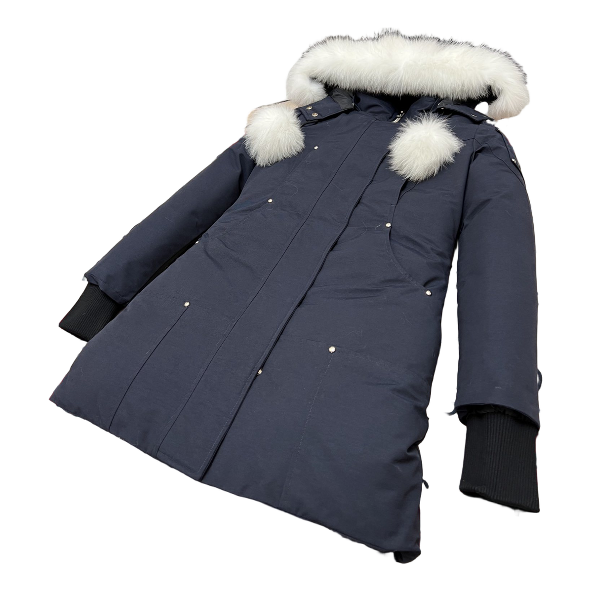 Moose Knuckles Stirling Pom-Pom Parka | Navy | Canadian Down Extreme Cold