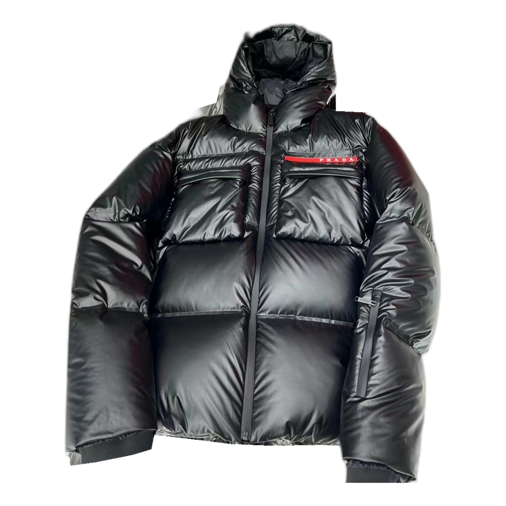 Prada Linea Rossa Hooded Puffer Jacket | Black | Luxury Sportswear