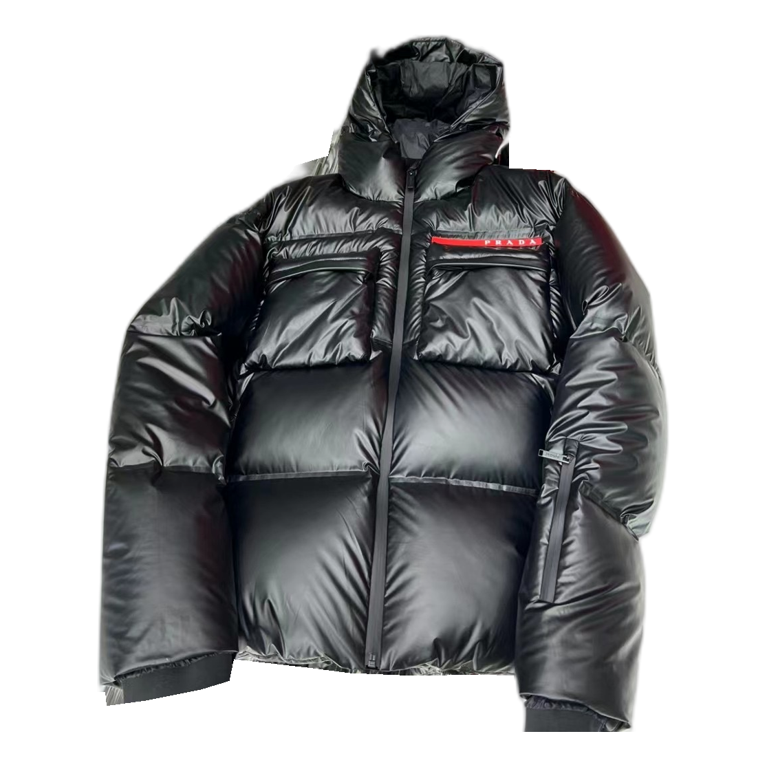 Prada Linea Rossa Hooded Puffer Jacket | Black | Luxury Sportswear