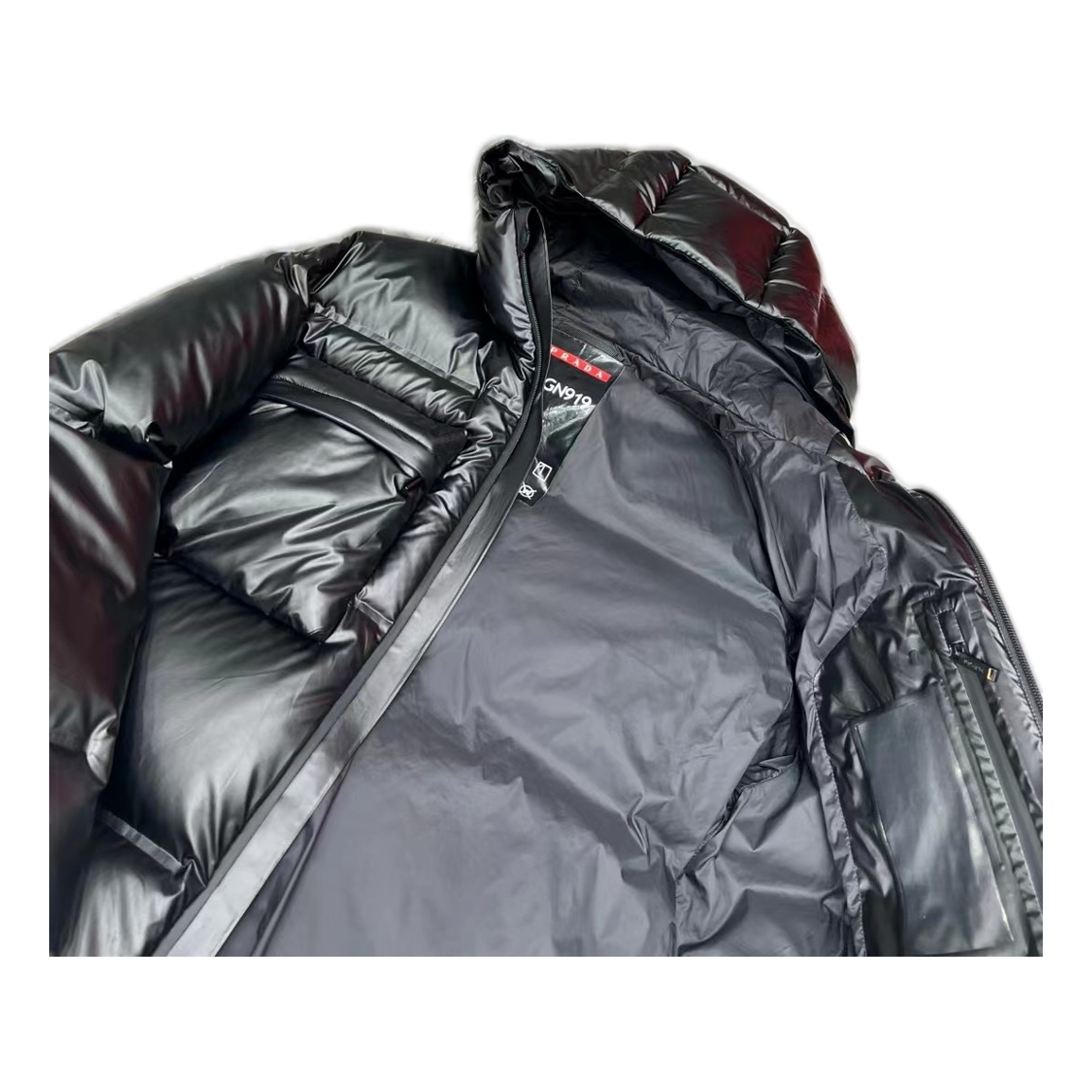 Prada Linea Rossa Hooded Puffer Jacket | Black | Luxury Sportswear