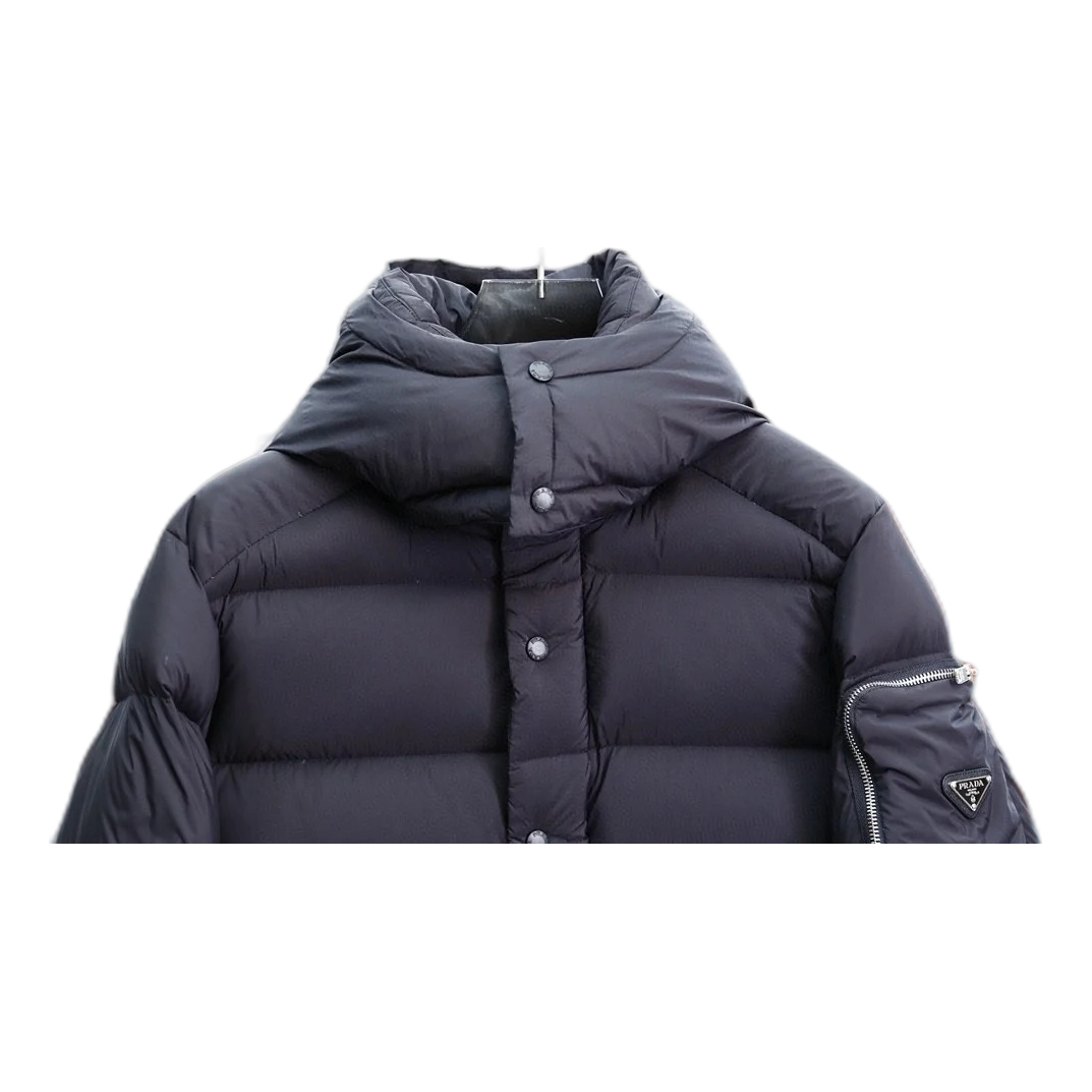 Prada Hooded Puffer Jacket with Sleeve Pouch | Luxury Winter Coat