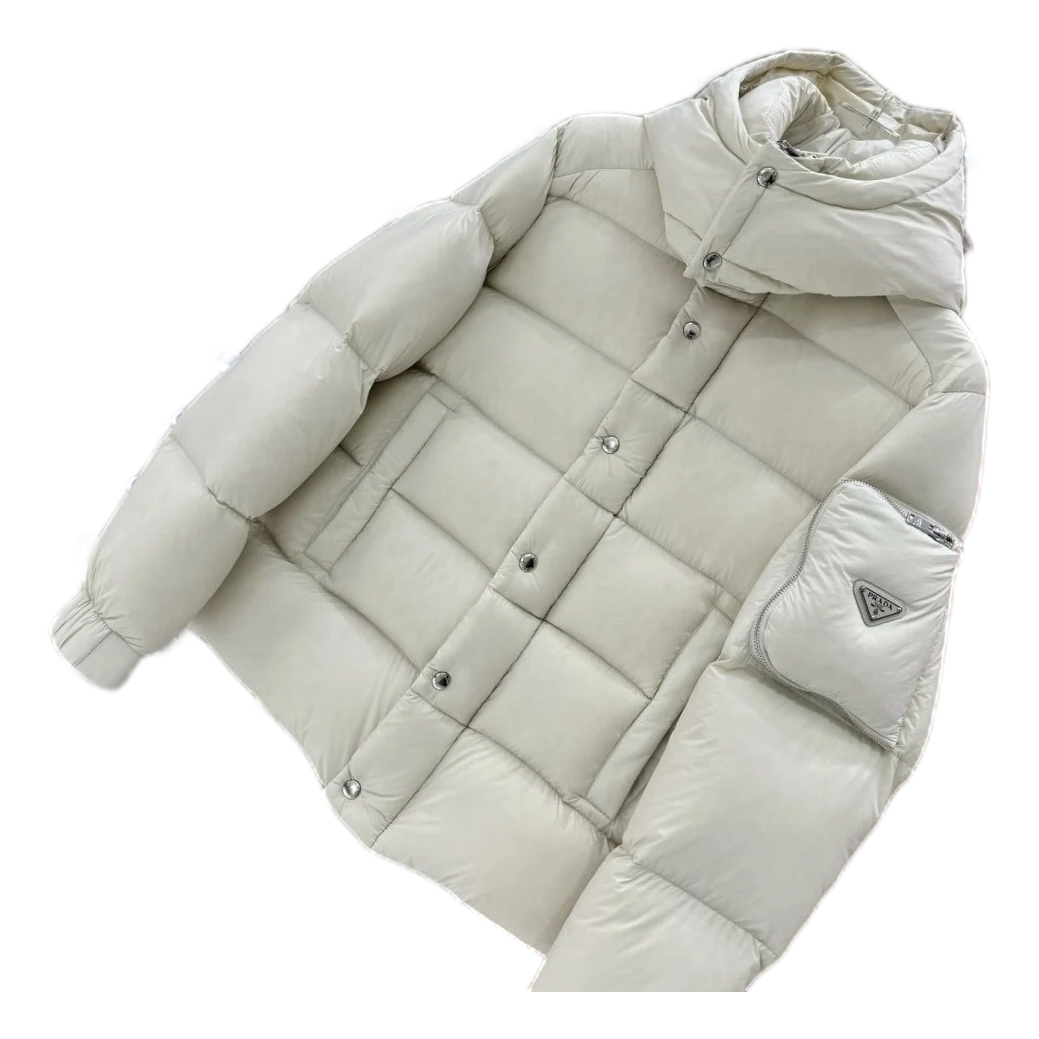 Prada Hooded Puffer Jacket with Sleeve Pouch | Luxury Winter Coat